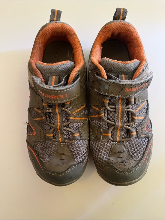 Merrell Other - Merrell Kids Gray with Orange Trim Trail Sneakers